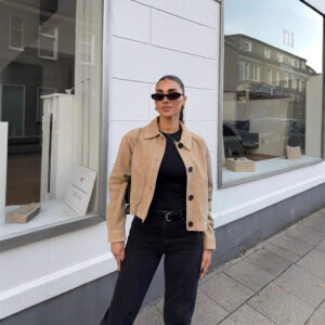 Lapel Leather Velvet Short Jacket