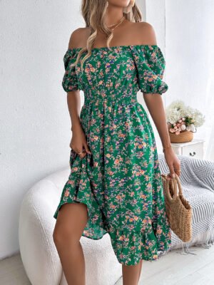 Floral Print Square Collar Dress Summer Fashion Ruffles Dresses Women's Clothing