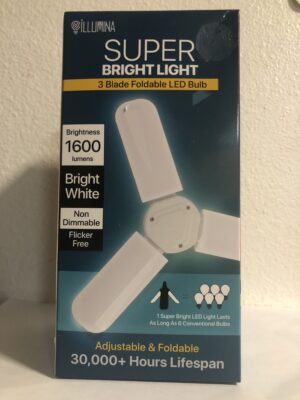 Illumina Super Bright 3-Blade Foldable LED Light – 1600 Lumens, 30,000+ Hour Lifespan