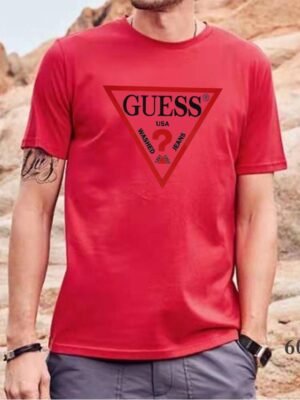 GUESS Men's los Angeles Logo Short Sleeve T-Short color Red cotton