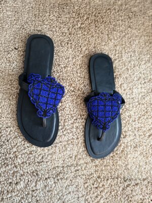 Handcrafted Beaded Sandals – Blue Heart Design