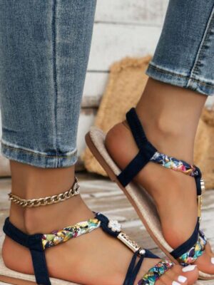 Boho Chic Navy Blue Sandals