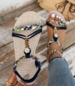 Boho Chic Navy Blue Sandals