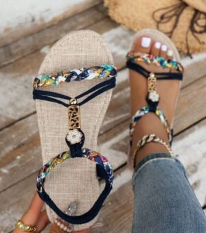 Boho Chic Navy Blue Sandals