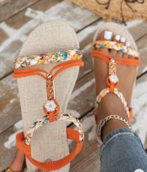 Braided Orange Summer Sandals