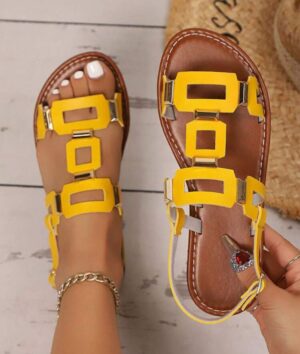 Geometric Yellow Sandals