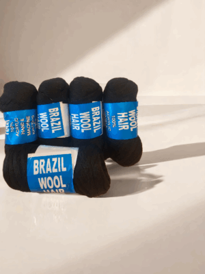 Brazil Wool Hair yarn for braids, Synthetic hair for Braiding jumbo Faux Locs Crochet hair Extensions African Thread for Stretching hair 5 Rolls Acrylic Wool Box Braids Crochet 70g/Roll 1B color