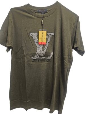 Louis Vuitton Paris Green Monogram Logo T-Shirt Men's 100% Cotton