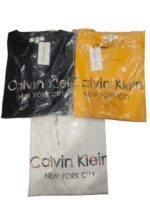 Calvin Klein New York City Men's Graphic Logo T-Shirt Color Black, Mustard Yellow, White 100% Cotton,packed 3