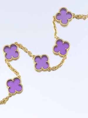 Purple Clover Charm Bracelet – Gold Plated Elegance