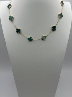 Green Clover Gold Necklace – Elegant Lucky Charm Jewelry