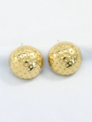 Golden Hammered Dome Stud Earrings