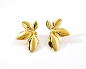 Golden Leaf Blossom Earrings