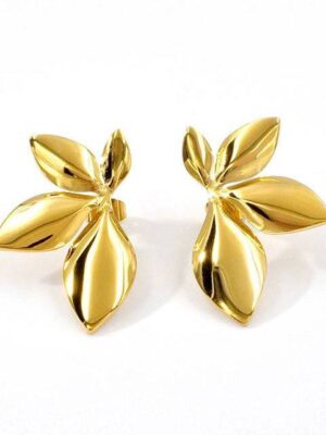 Golden Leaf Blossom Earrings